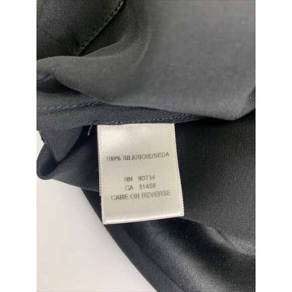 BOGO BCBGMaxazria Silk Dress Black Short Pleated Sleeves Tie Wrap Around Medium - Picture 12 of 14